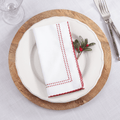 Red Embroidered Border 18" Cotton Cloth Napkin - Set of 4