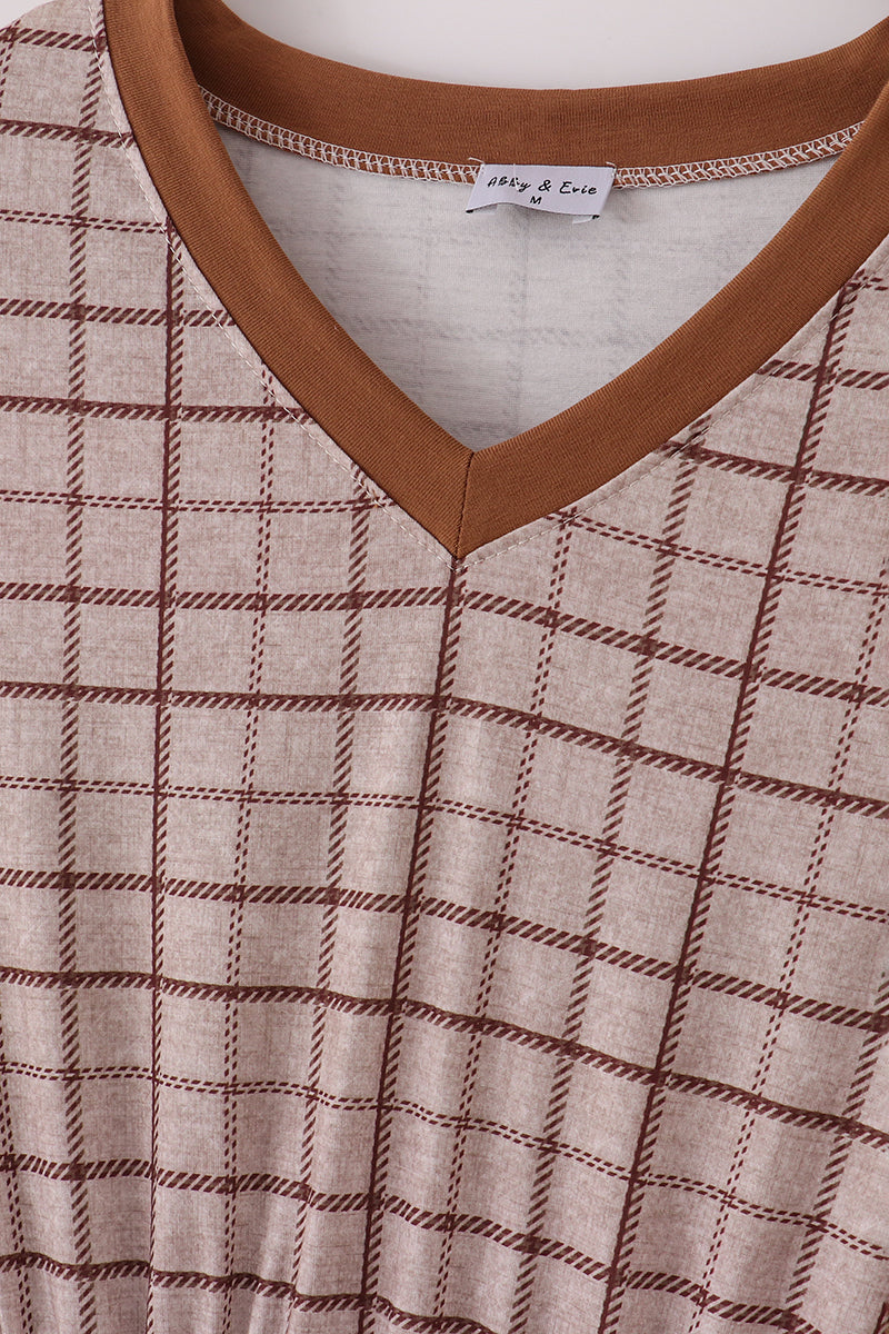 Brown plaid mom dress