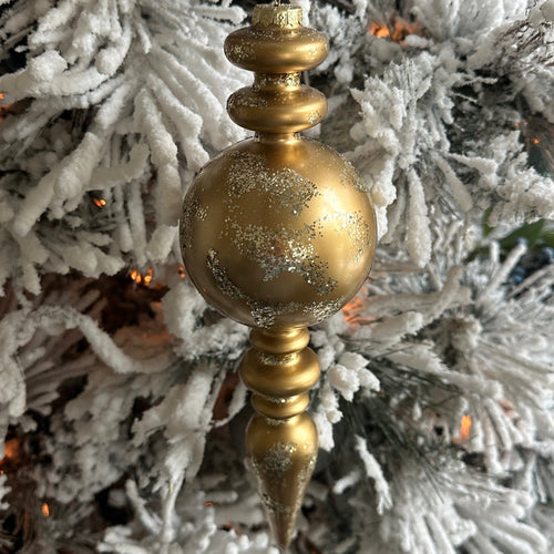 13" Gold Sparkle Finial Christmas Ornaments