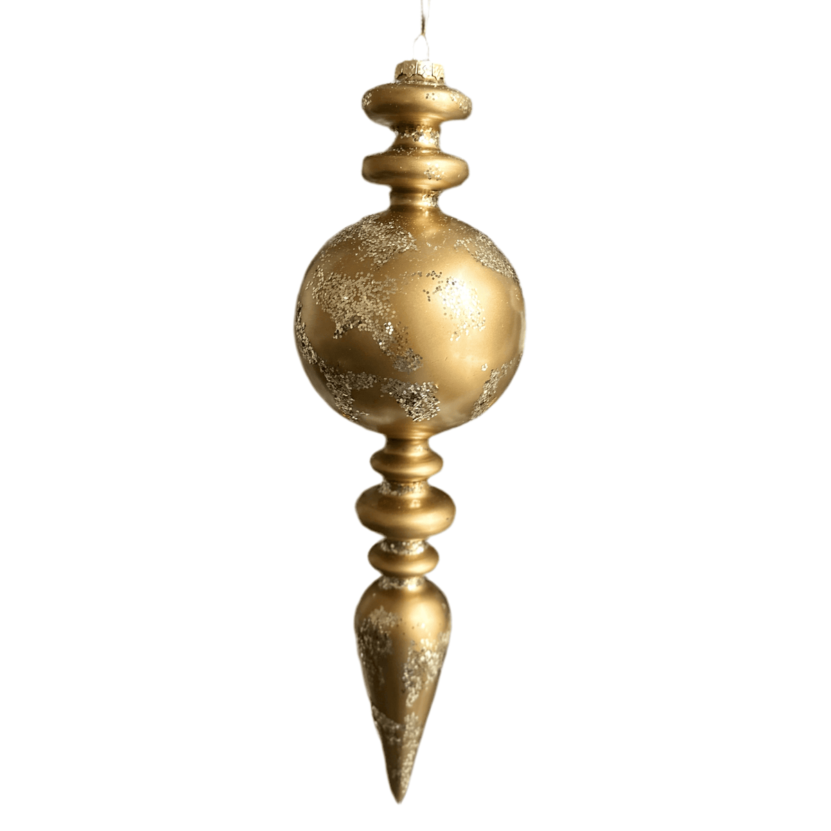 13" Gold Sparkle Finial Christmas Ornaments