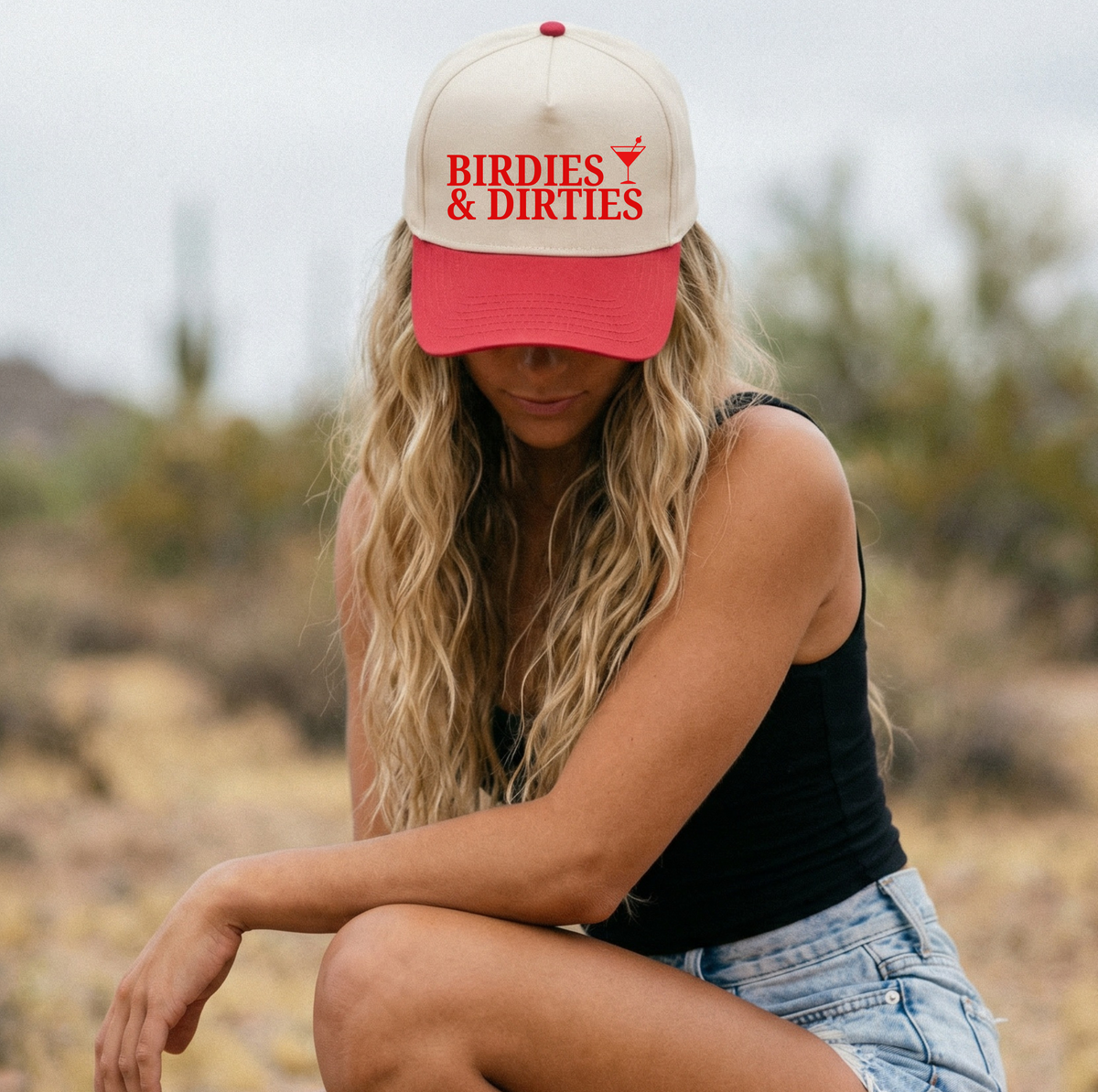 Birdies And Dirties Two Toned Otto Hat | Aesthetic Golfer Hat | Red Two Toned Golf Hat