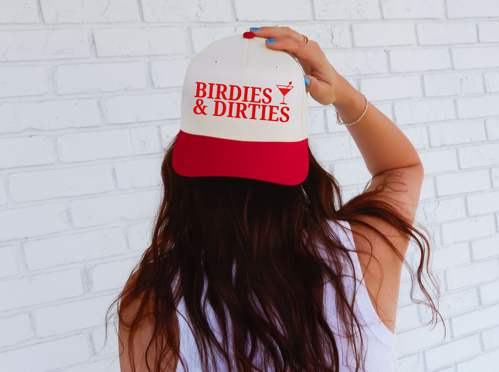 Birdies And Dirties Two Toned Otto Hat | Aesthetic Golfer Hat | Red Two Toned Golf Hat