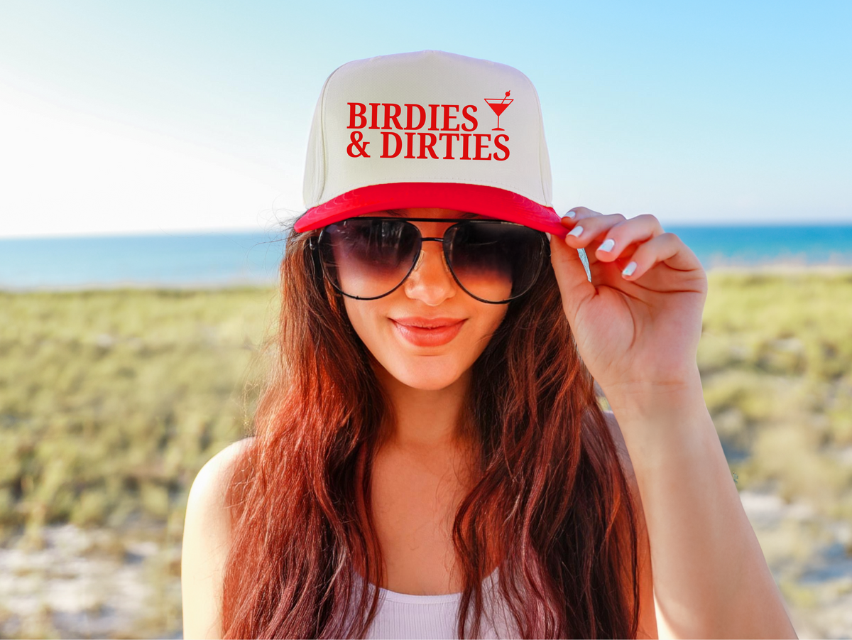Birdies And Dirties Two Toned Otto Hat | Aesthetic Golfer Hat | Red Two Toned Golf Hat