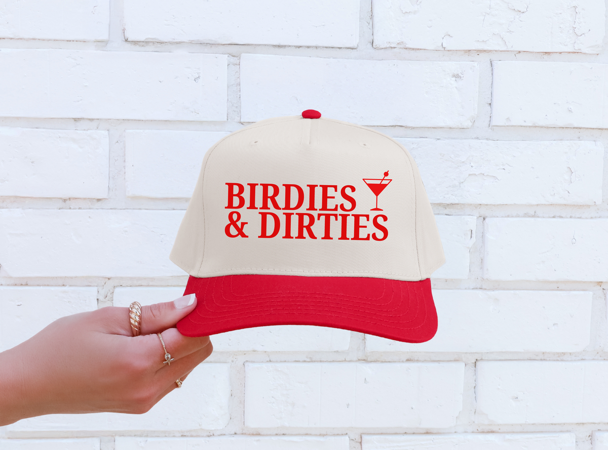 Birdies And Dirties Two Toned Otto Hat | Aesthetic Golfer Hat | Red Two Toned Golf Hat