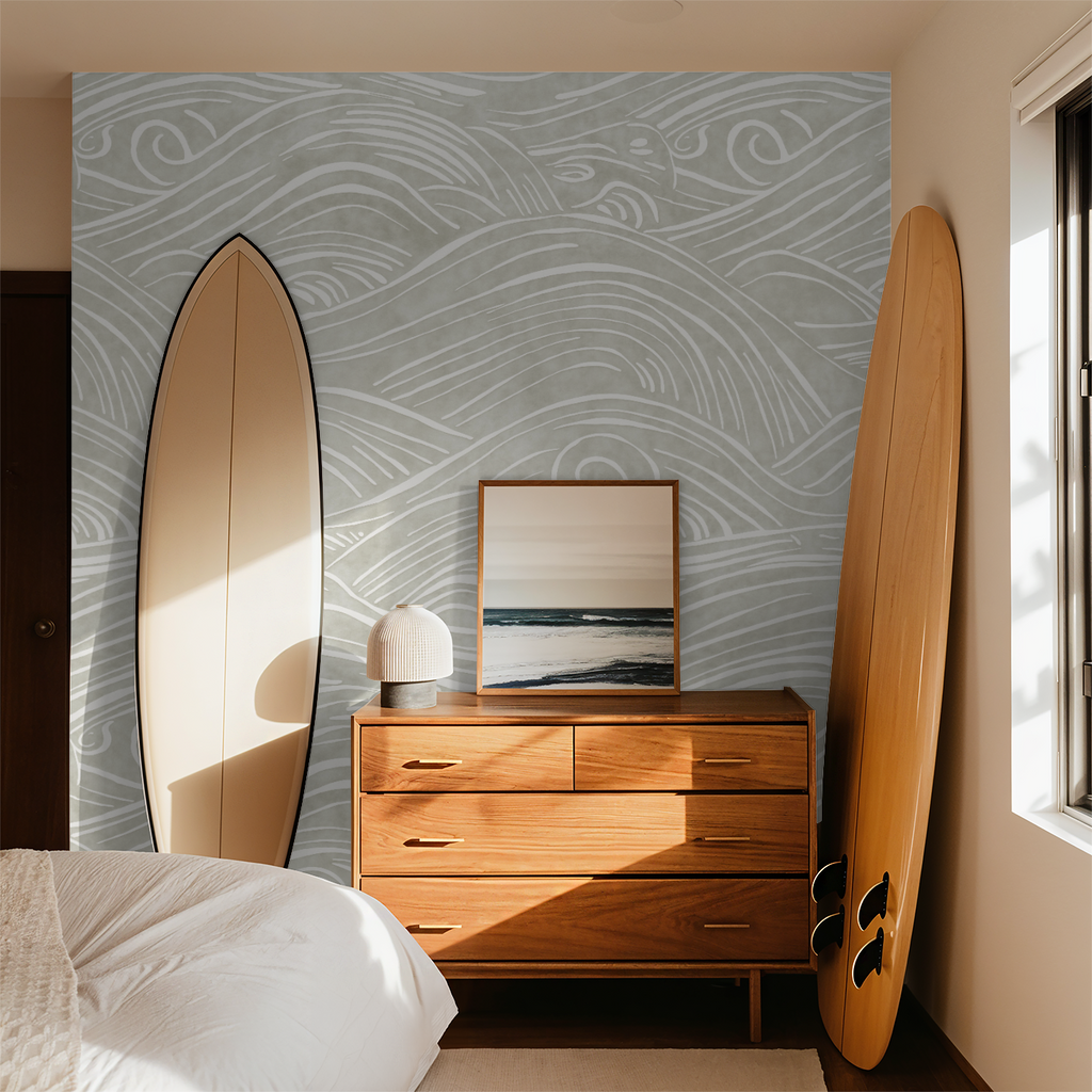 Offshore (Gray) Wallpaper - 10 FT H X 11 FT W LUXE