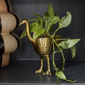 Ostrich Pot - Antique Gold Decorative Planter