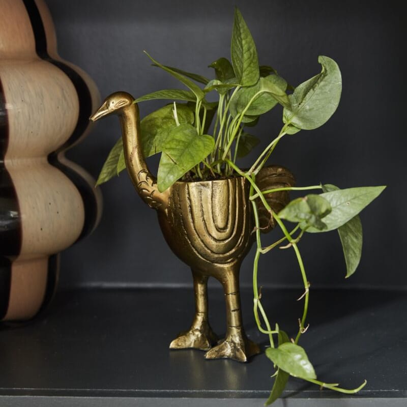 Ostrich Pot - Antique Gold Decorative Planter