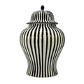 Black & White Candy Cane Striped Ceramic Vase – 18"