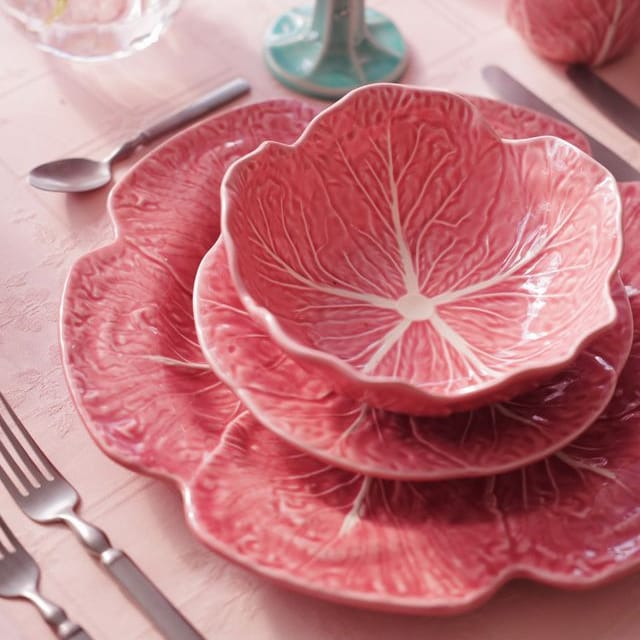 Bordallo Pinheiro Pink Cabbage Dinner Plate 10" - Set of Four