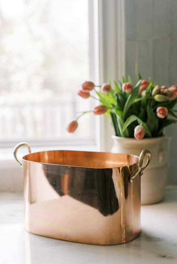 Copper Bread Box with Brass Handles – Vintage Kitchen Storage