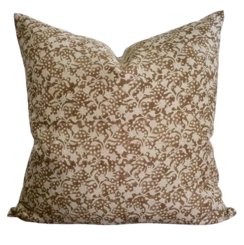 Designer Corvallis Block Print Floral Pillow Cover with Insert – 20x20