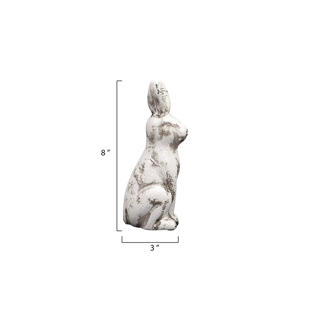 Distressed Ceramic Rabbit Figurine - Rustic Spring Decor