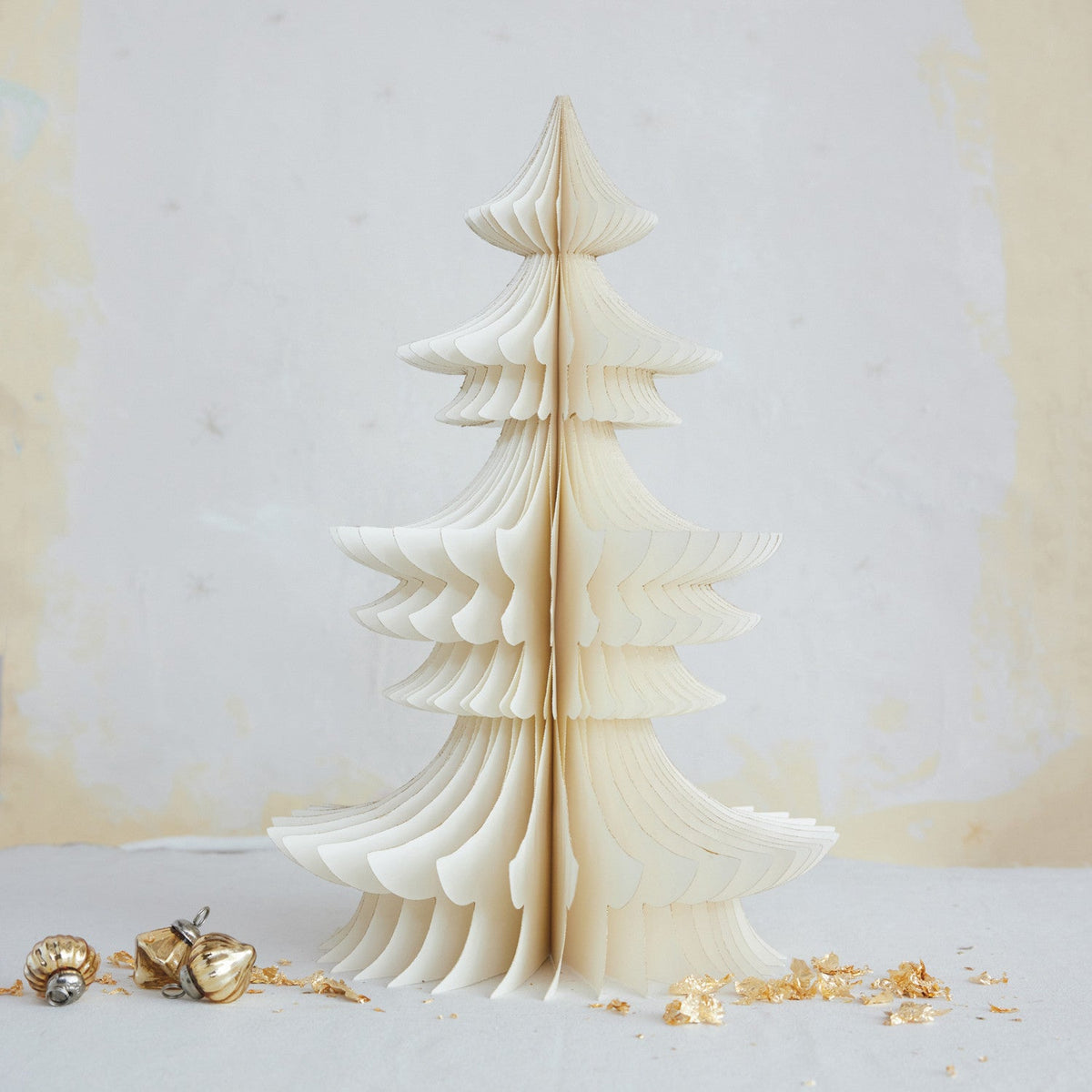 Ivory Handmade Recycled Paper Honeycomb Christmas Tree – 18"