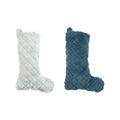 Faux Fur Quilted Christmas Stocking – White & Dusty Blue