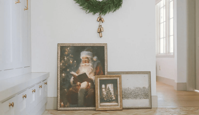 Glowing Christmas Tree Framed Vintage Art