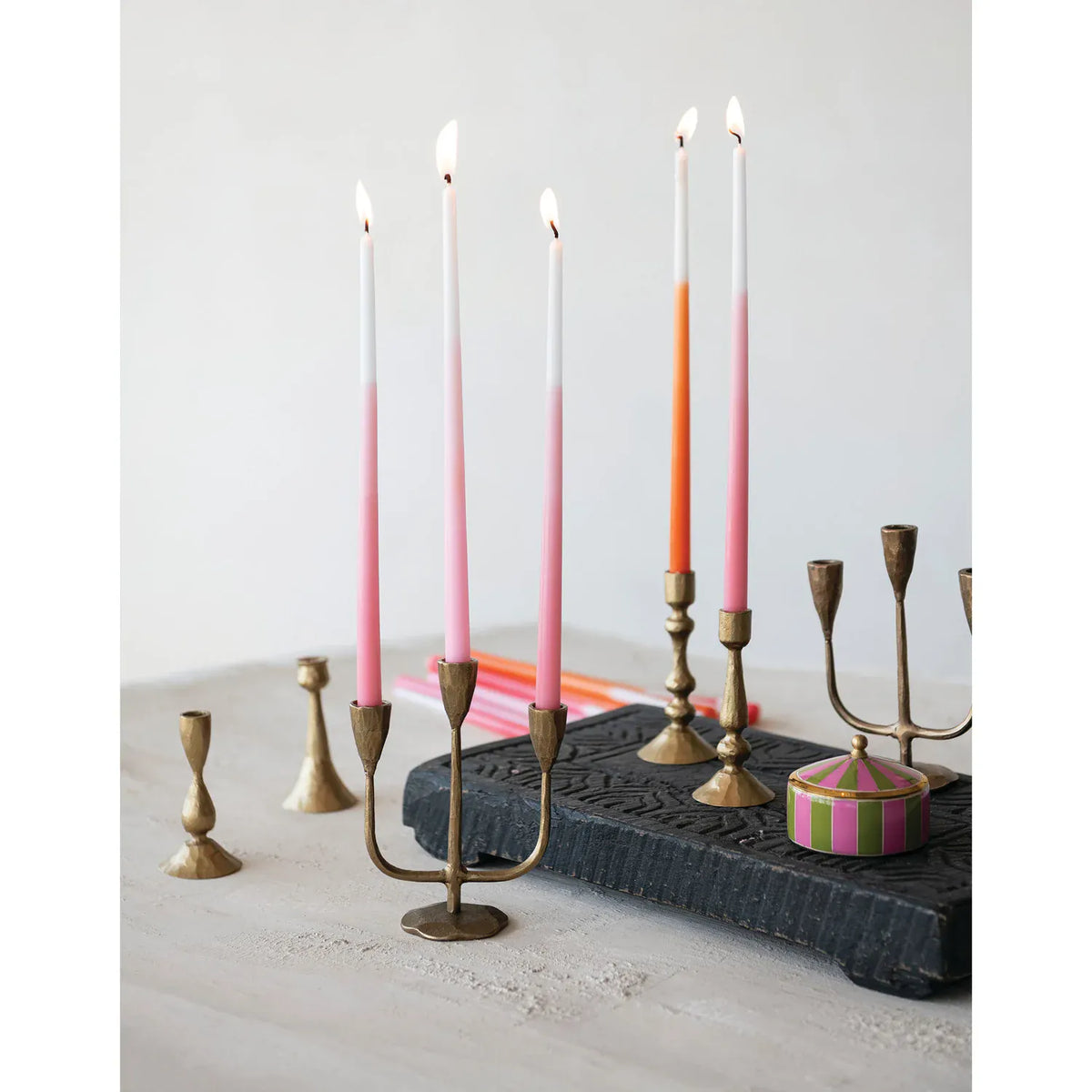 Hand-Forged Metal Taper Candle Holder - Antique Gold | 4 Styles | Fits 1/2" Taper