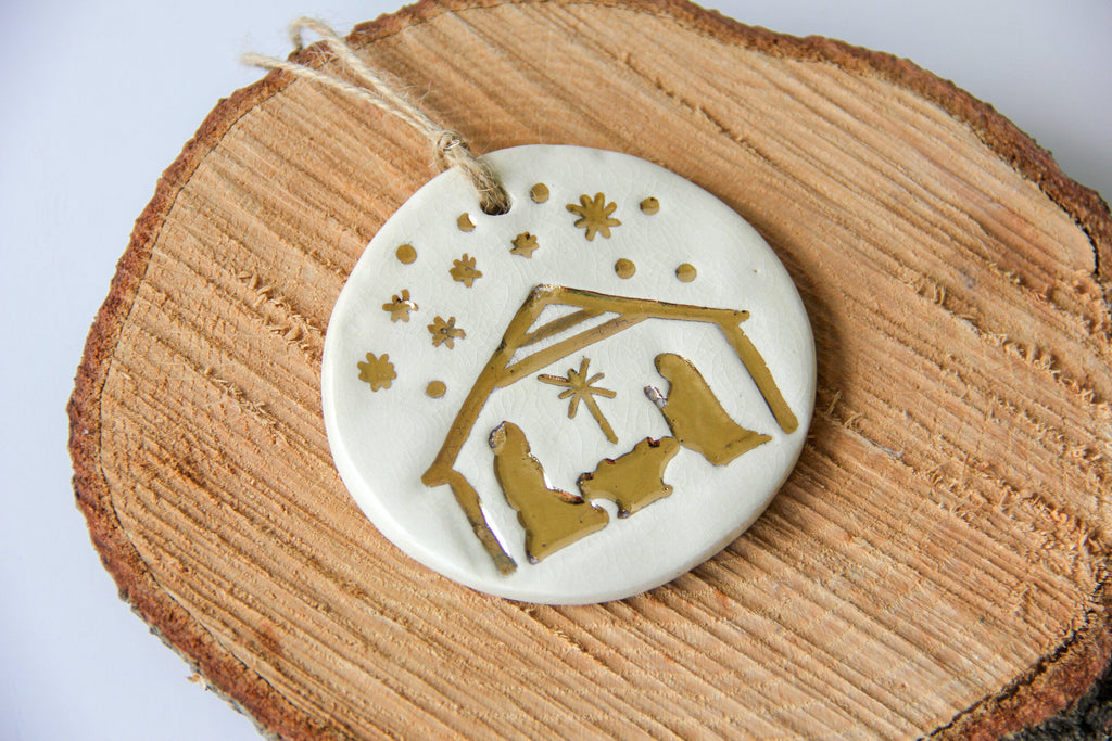Gold Leaf Nativity Ornament