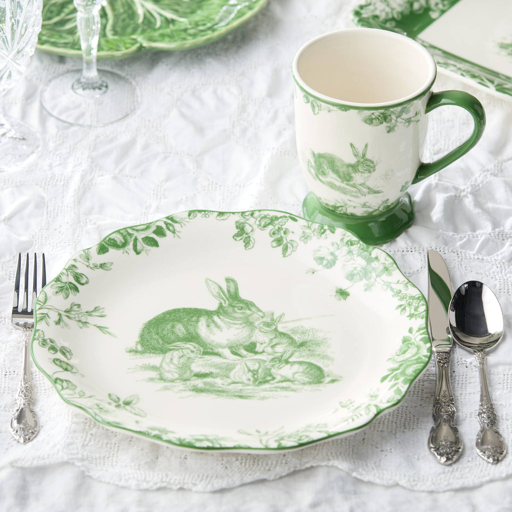 Le Jardin Green & White Easter Dinnerware - Set of Four