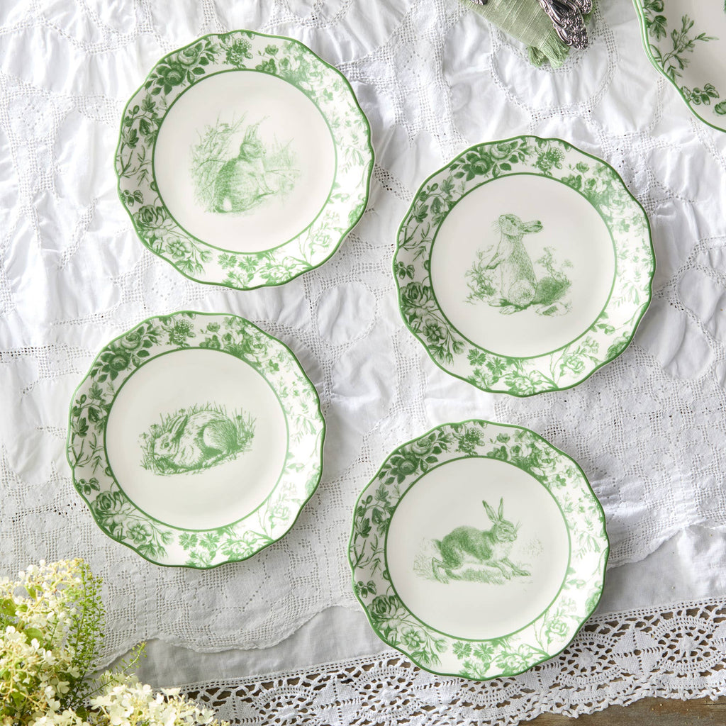 Le Jardin Green & White Easter Dinnerware - Set of Four