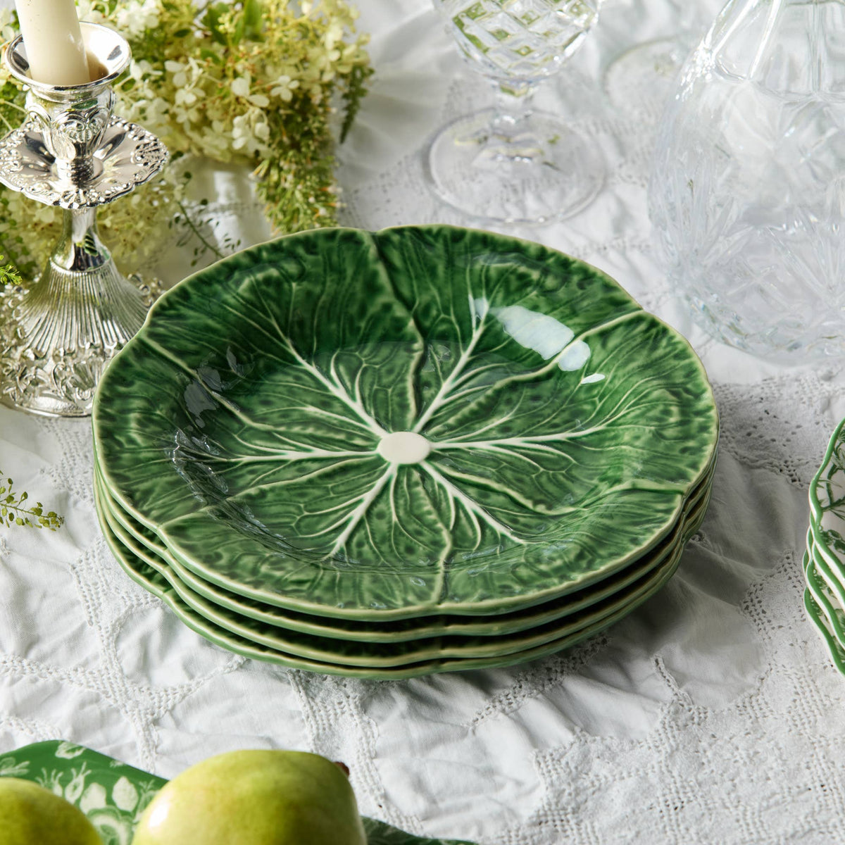 Le Jardin Green Cabbage Salad Plate 9" - Set of Four