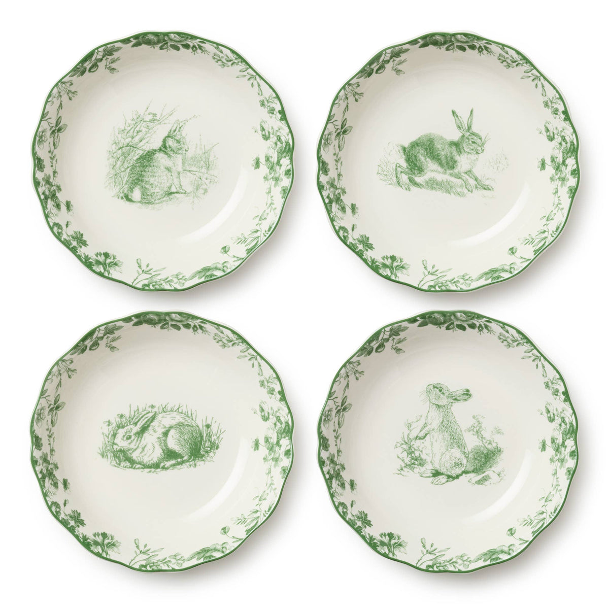 Le Jardin Green & White Easter Dinnerware - Set of Four