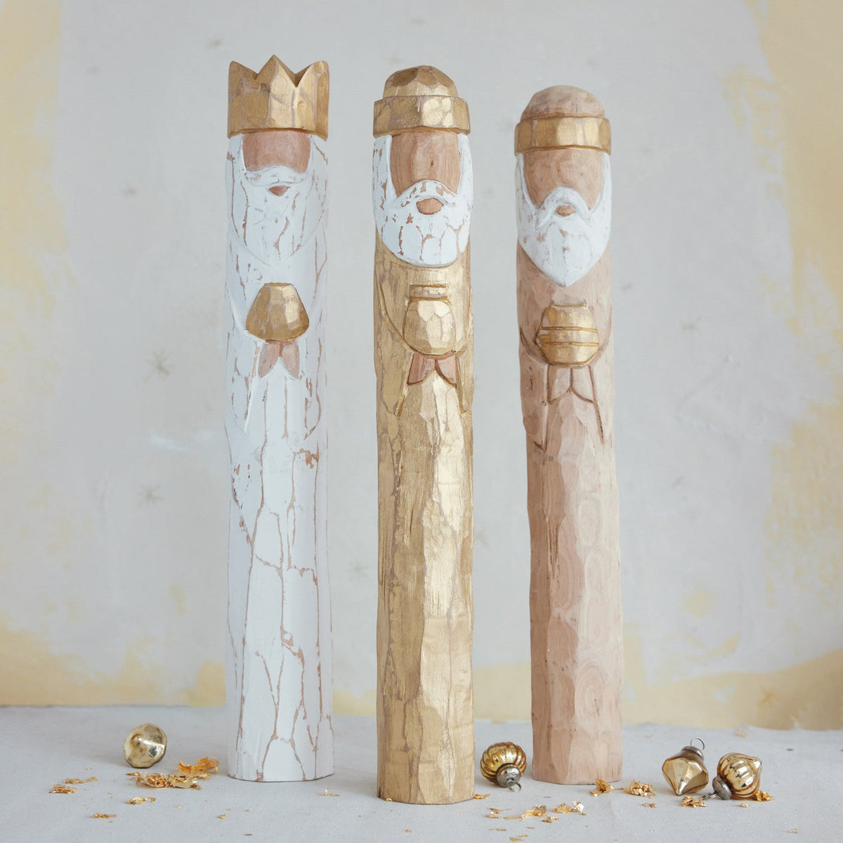Hand-Carved Mango Wood Wisemen – Set of 3