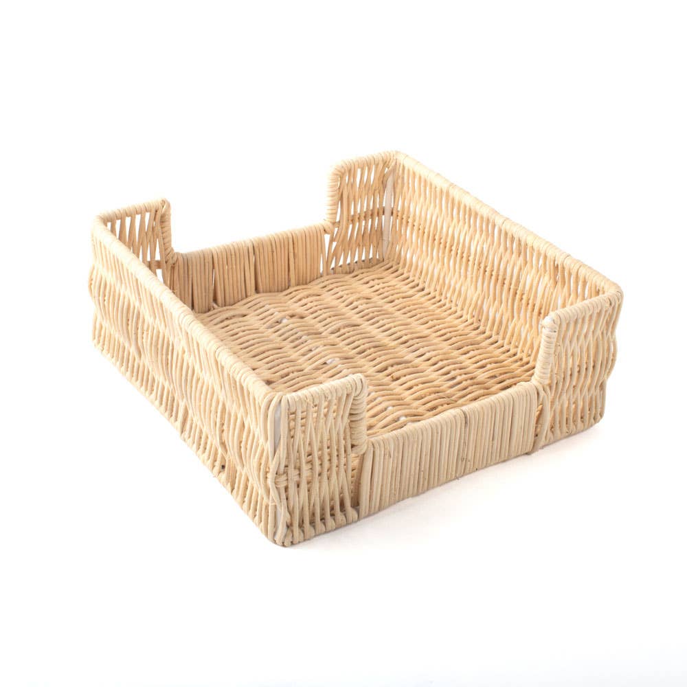 Natural Rattan Beverage Napkin Tray 6" x 6"