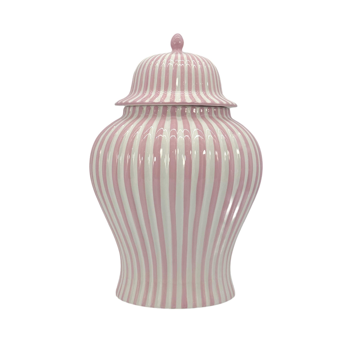 Pink & White Candy Cane Striped Ceramic Vase – 18"