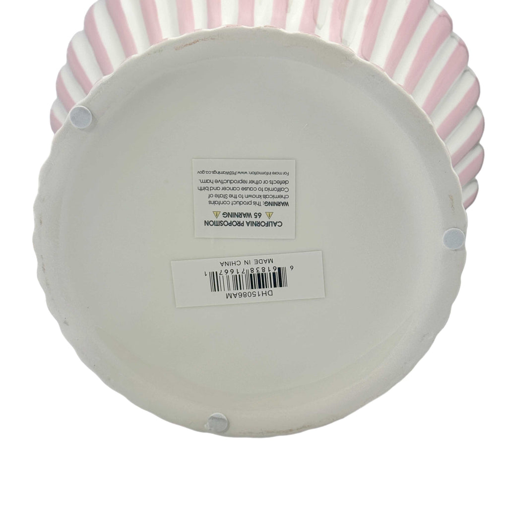 Pink & White Candy Cane Striped Ceramic Vase – 18"
