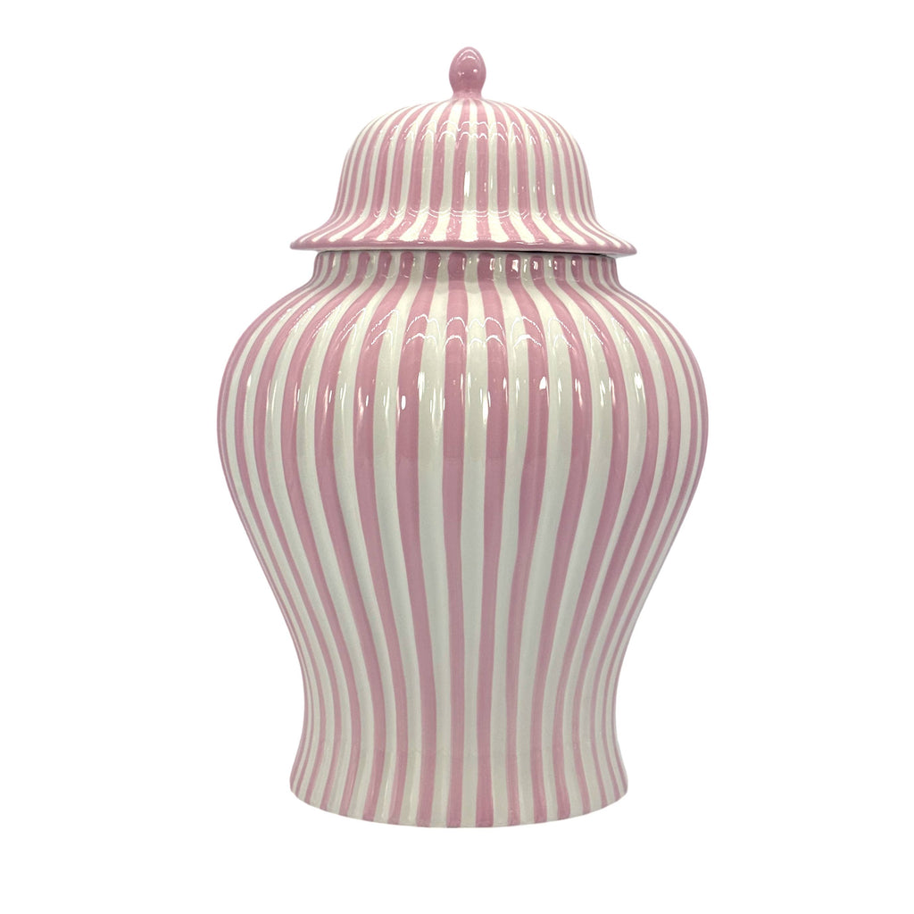 Pink & White Candy Cane Striped Ceramic Vase – 18"