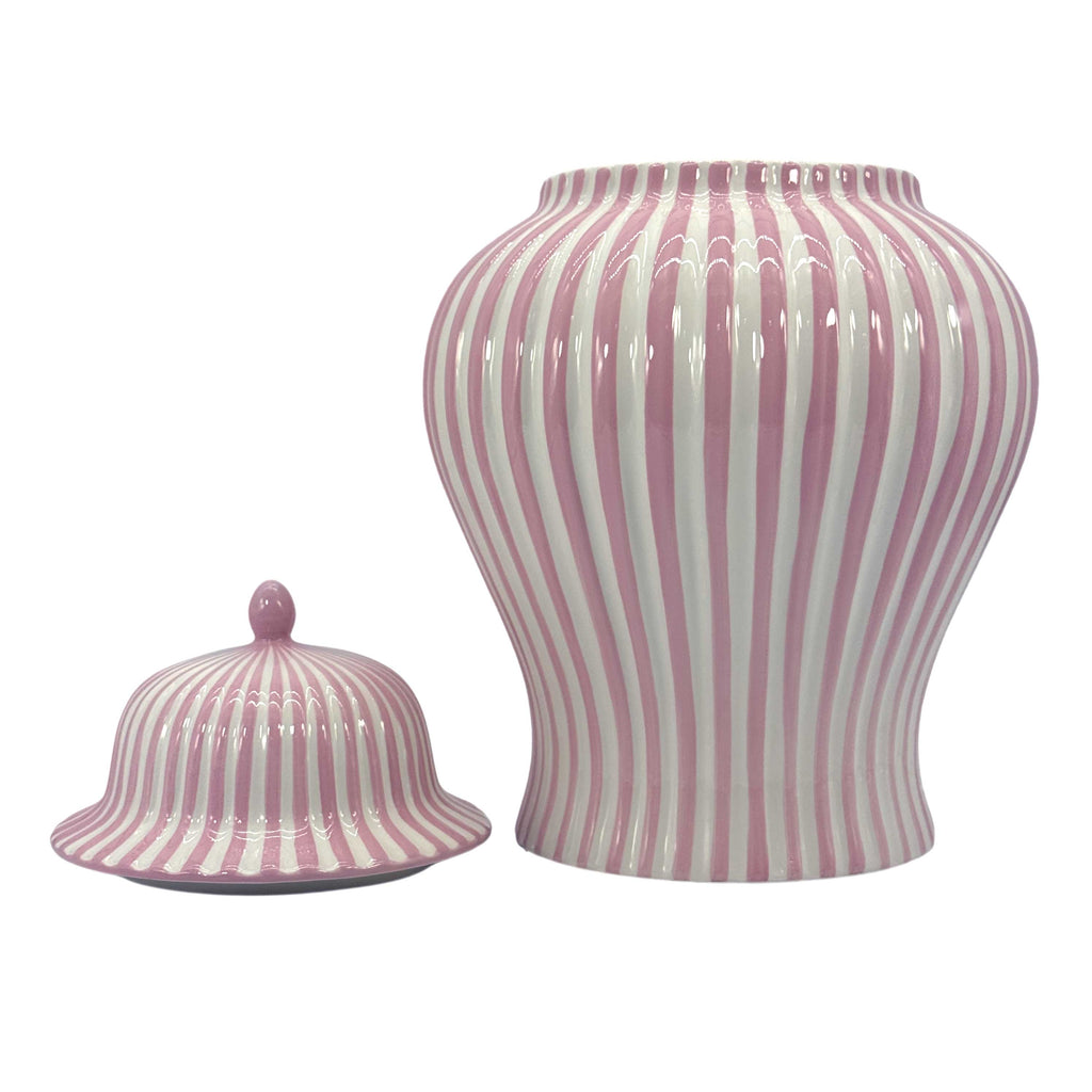 Pink & White Candy Cane Striped Ceramic Vase – 18"