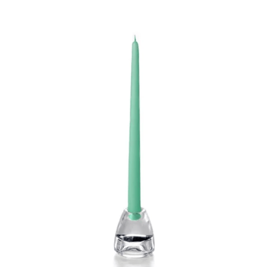 Aqua Green Hand-Dipped Taper Candles - Box of 12 | Unscented