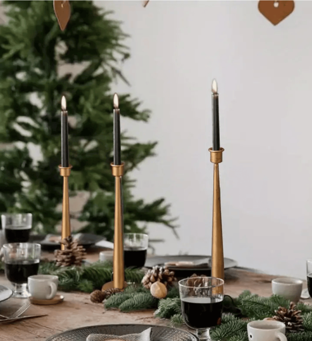 Antique Brass Iron Taper Candle Holder Set of 3 – Elegant Home Décor