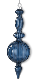 Dark Blue Finial Glass Ornaments - Handmade Luxury Christmas Decor (2 Styles)