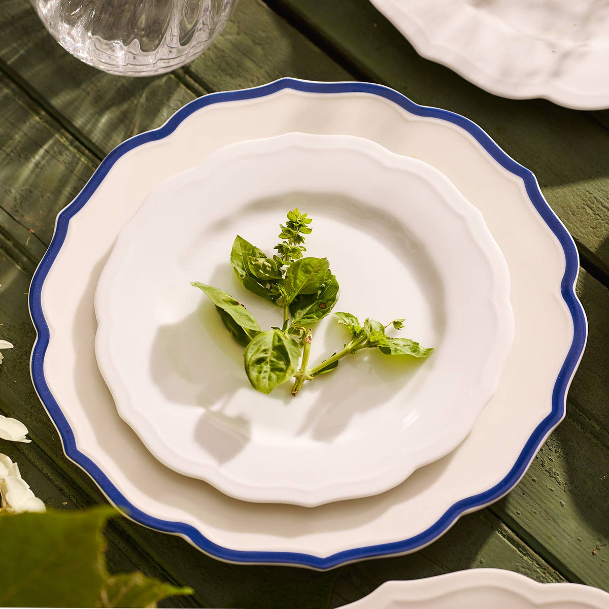 Stella Scalloped Blue Porcelain Plate - Dinner 10.75" or Salad 8.25"