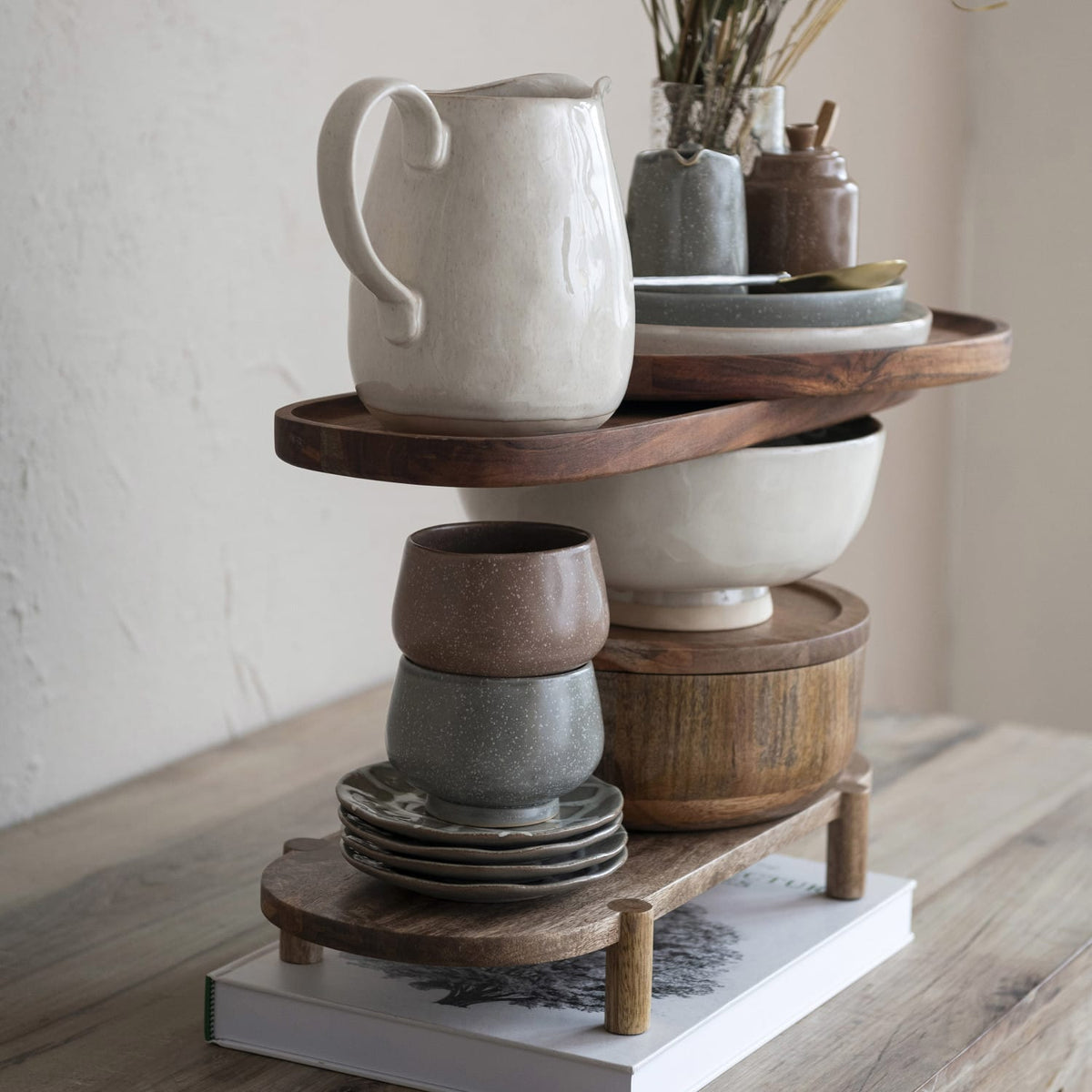 Stoneware Footed Pedestal Bowl 10" x 4.25" - Bloomingville