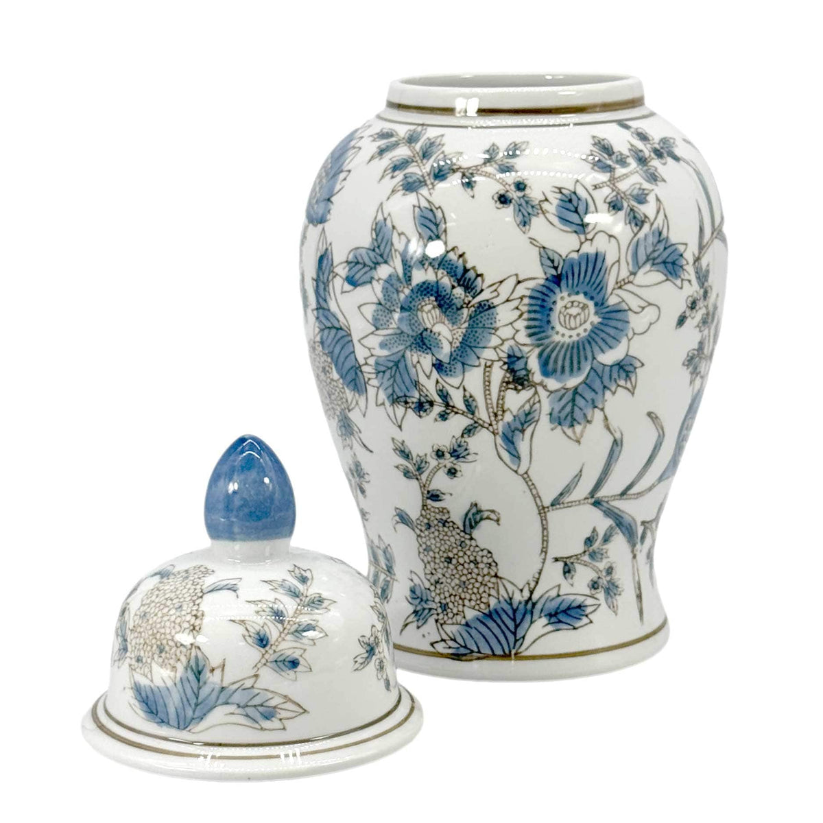 White & Blue Chinoiserie Ginger Jar 14"