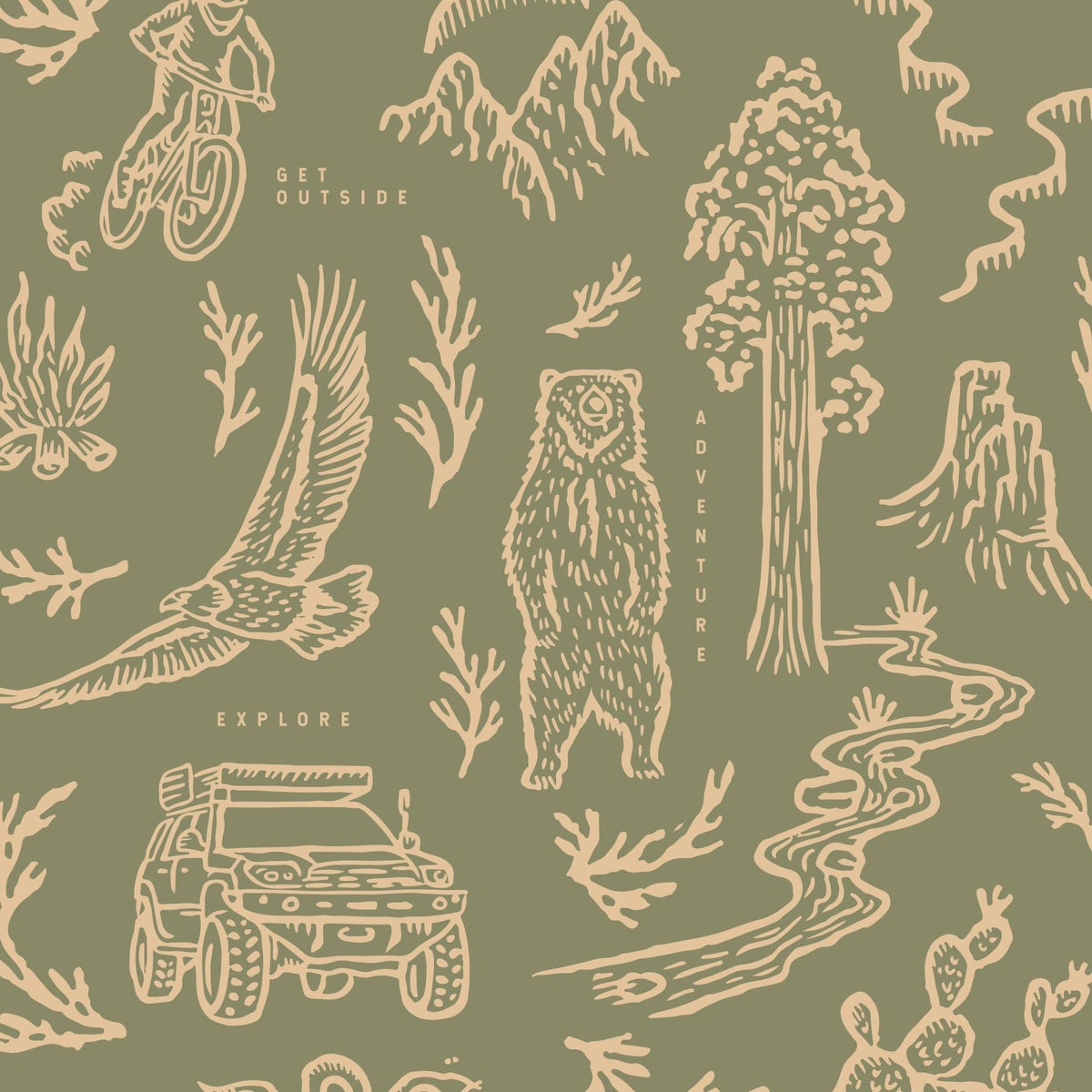 Adventure Awaits (Green) Wallpaper