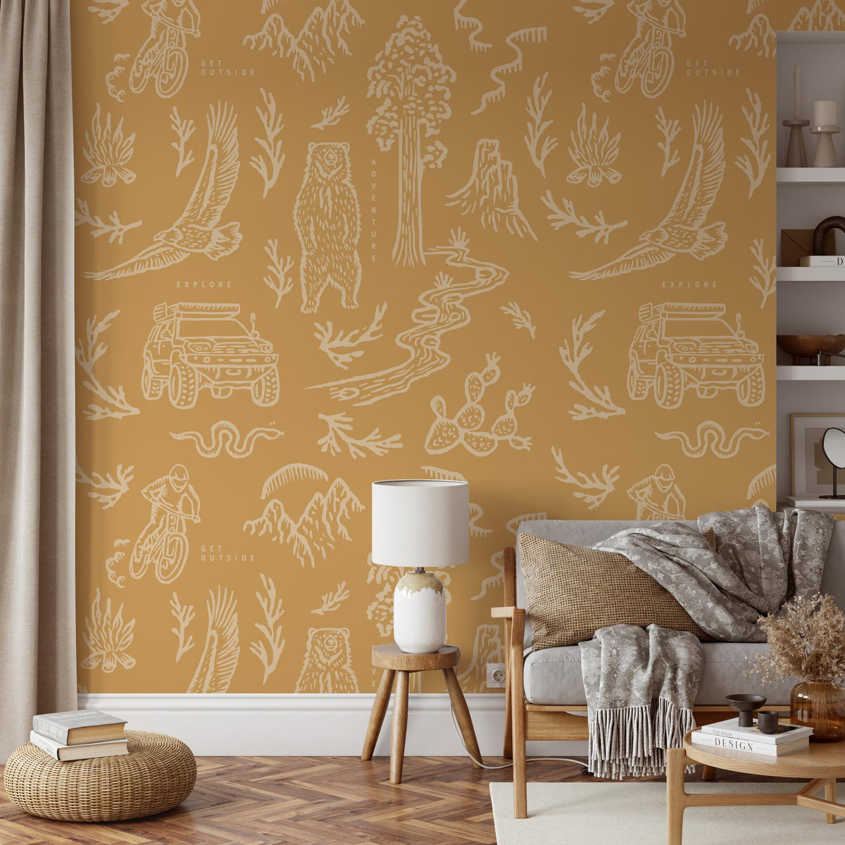 Adventure Awaits (Orange) Wallpaper - 8 FT H X 23.75 FT W LUXE P&S