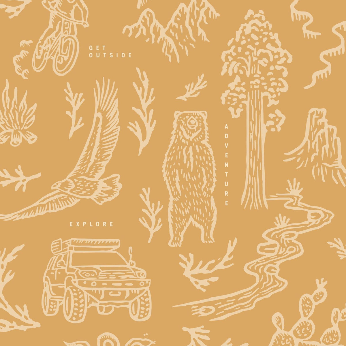 Adventure Awaits (Orange) Wallpaper - 8 FT H X 23.75 FT W LUXE P&S