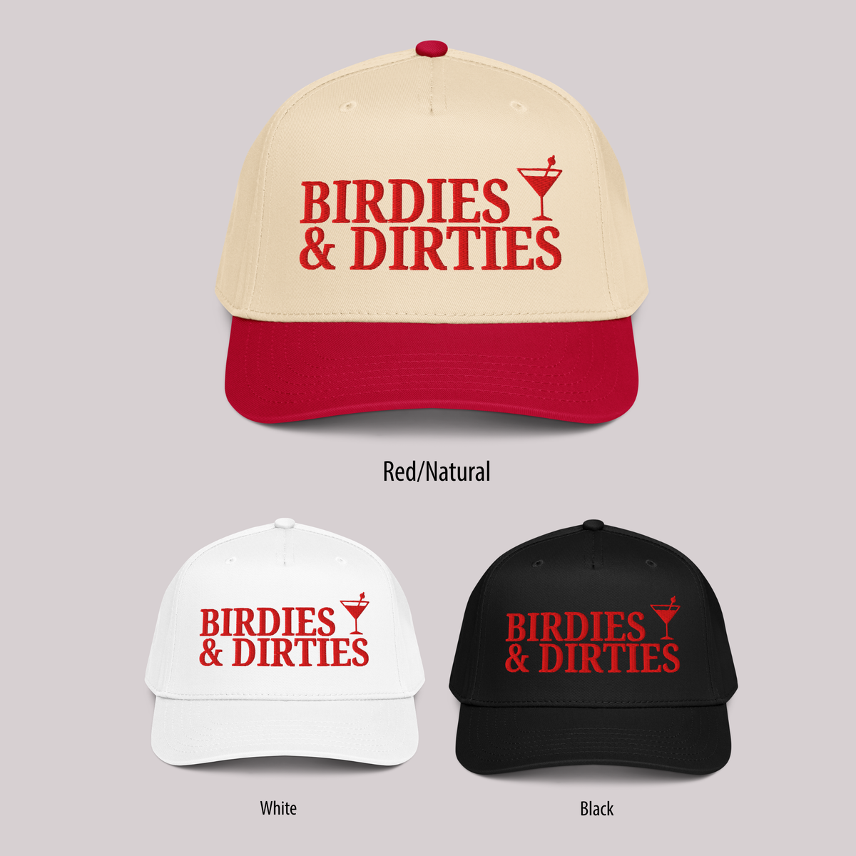 Birdies And Dirties Two Toned Otto Hat | Aesthetic Golfer Hat | Red Two Toned Golf Hat