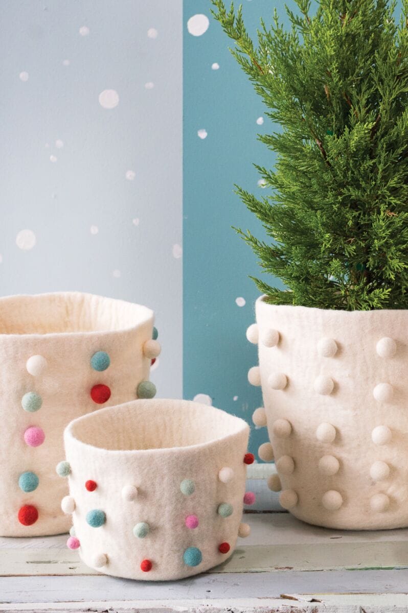 Felt Pom Pot Cover — Multi Color