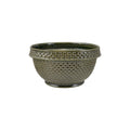 Green Stoneware Basket Weave Bowl 11.3" - Handcrafted Ceramic Centerpiece