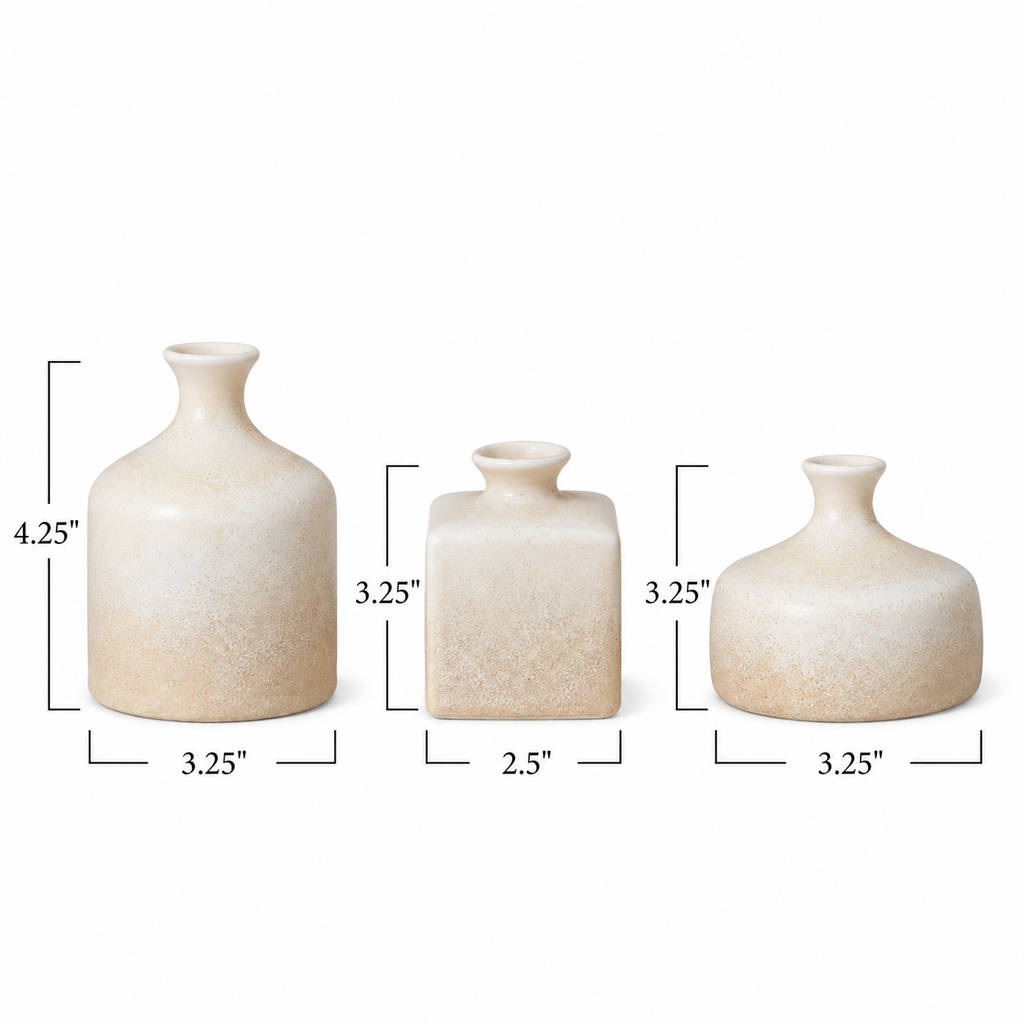 Handcrafted Stoneware Vases Set of 3 - Unique Artisan Home Decor