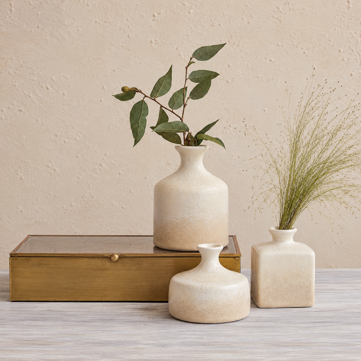 Handcrafted Stoneware Vases Set of 3 - Unique Artisan Home Decor