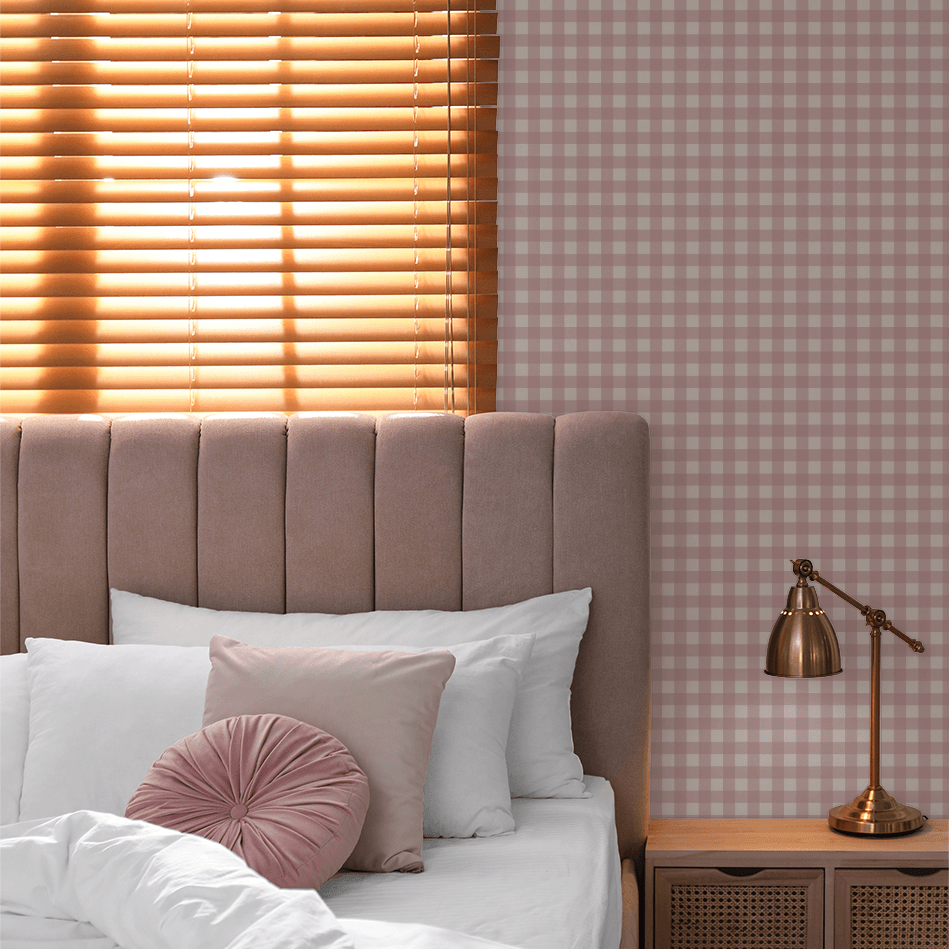 Simply Gingham Small (Mauve) Wallpaper