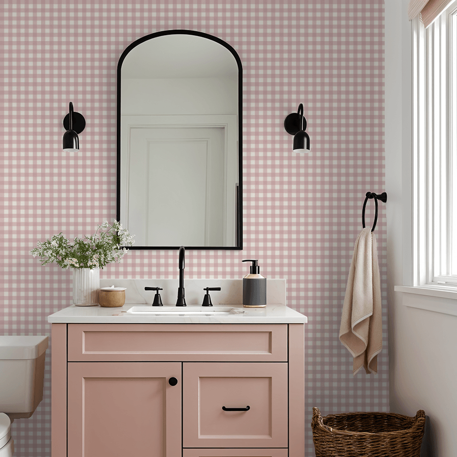 Simply Gingham Small (Mauve) Wallpaper