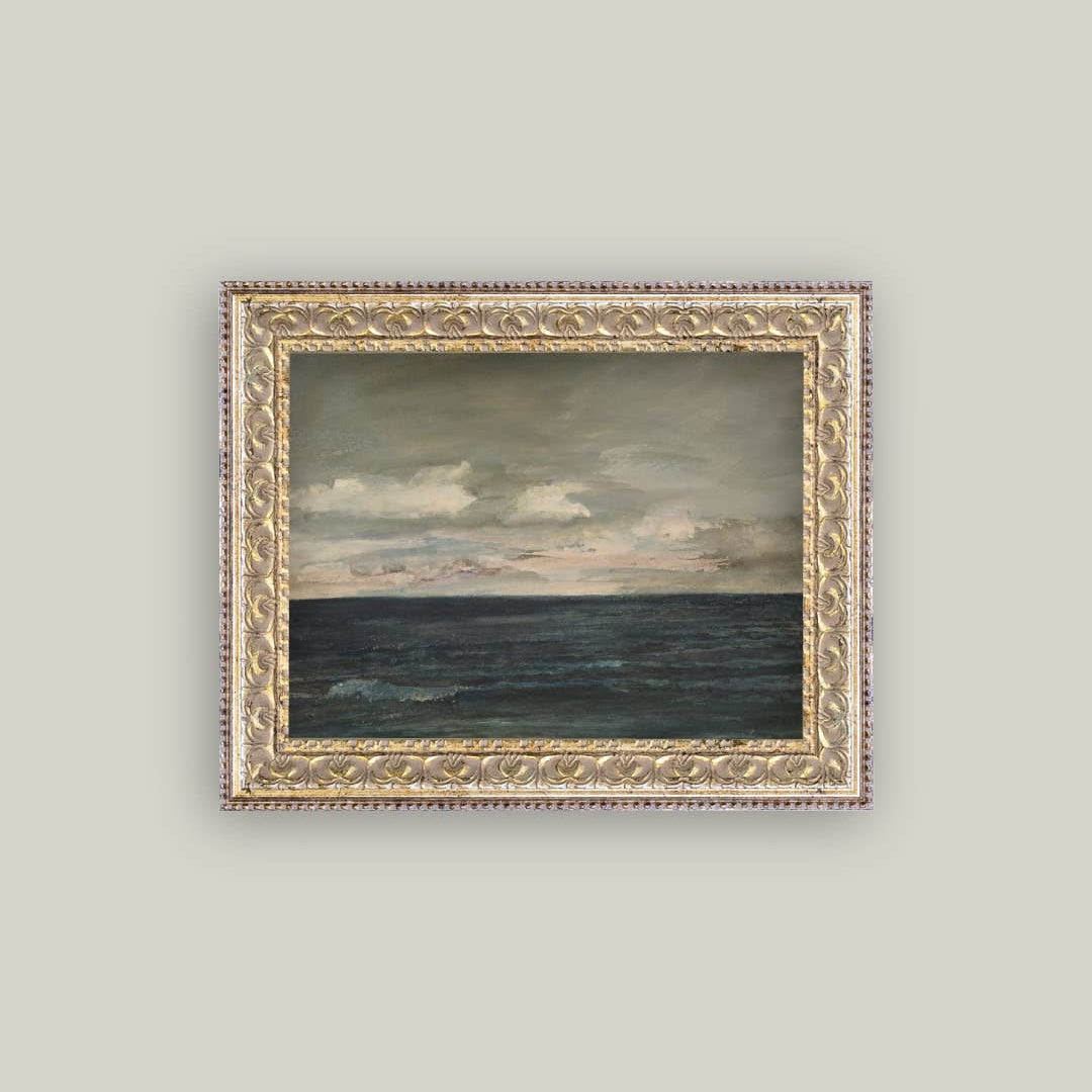Ocean View Framed Antique Art | Coastal Canvas Wall Decor