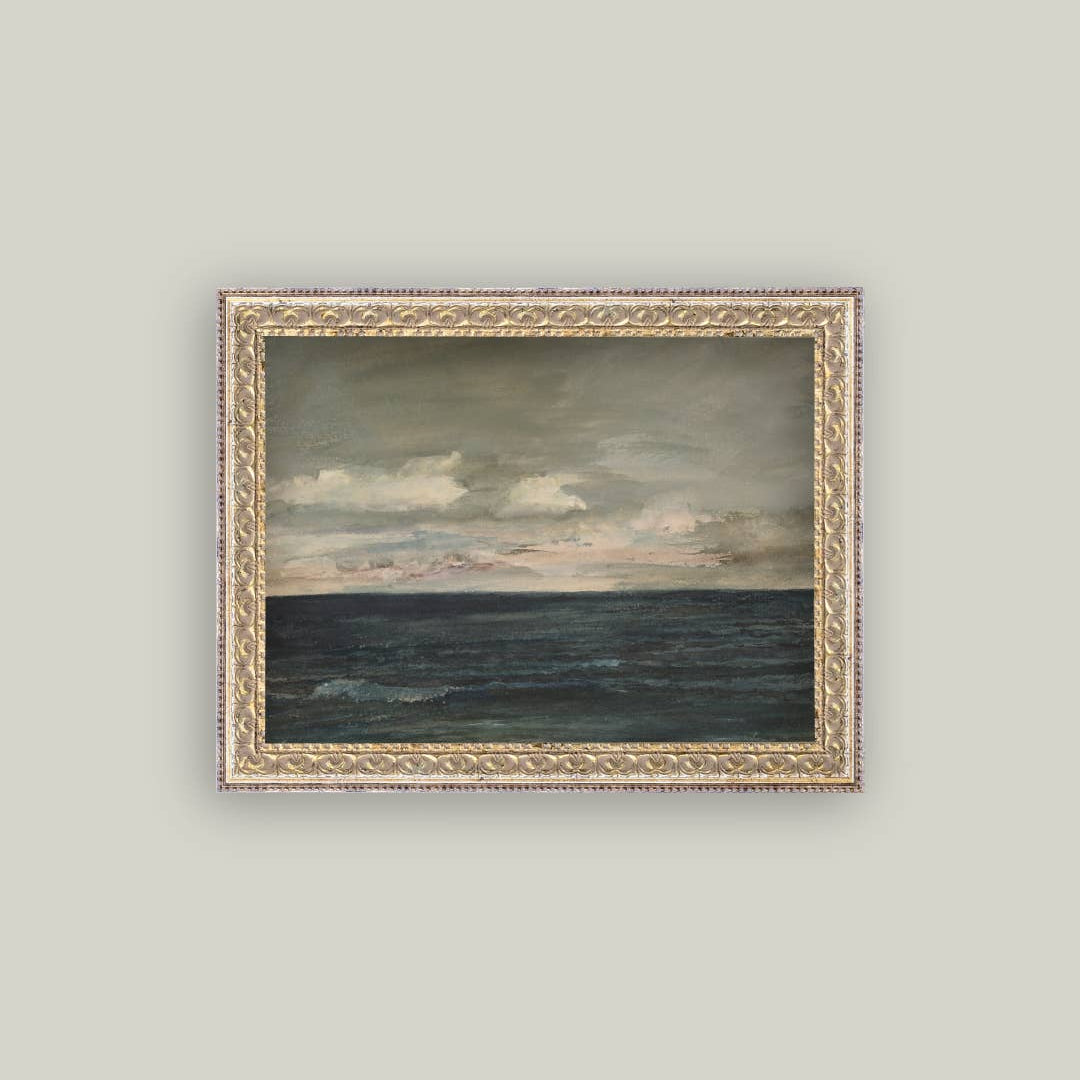 Ocean View Framed Antique Art | Coastal Canvas Wall Decor