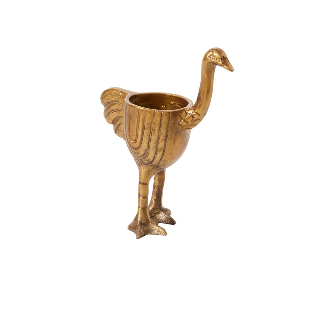 Ostrich Pot - Antique Gold Decorative Planter